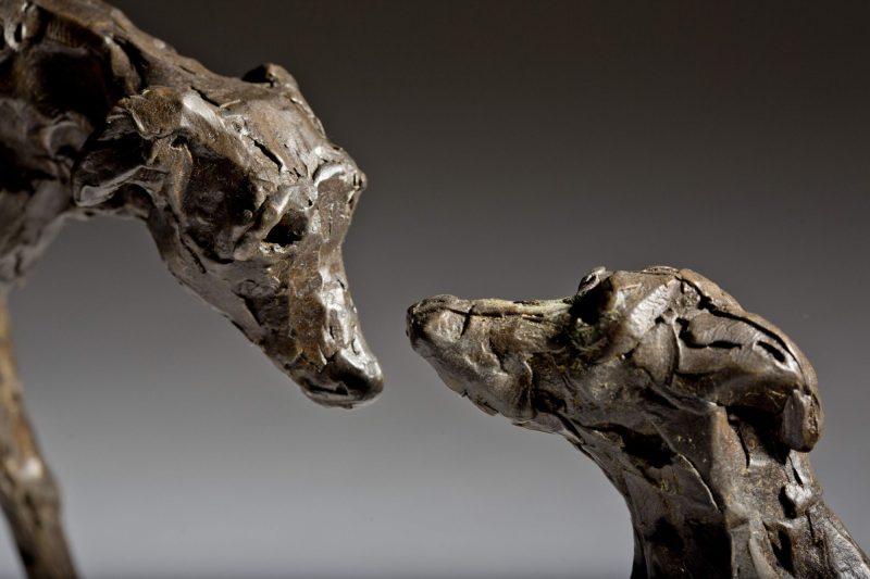 Sculpture - Bronze - Domestic Animal - Pair of Lurchers 3