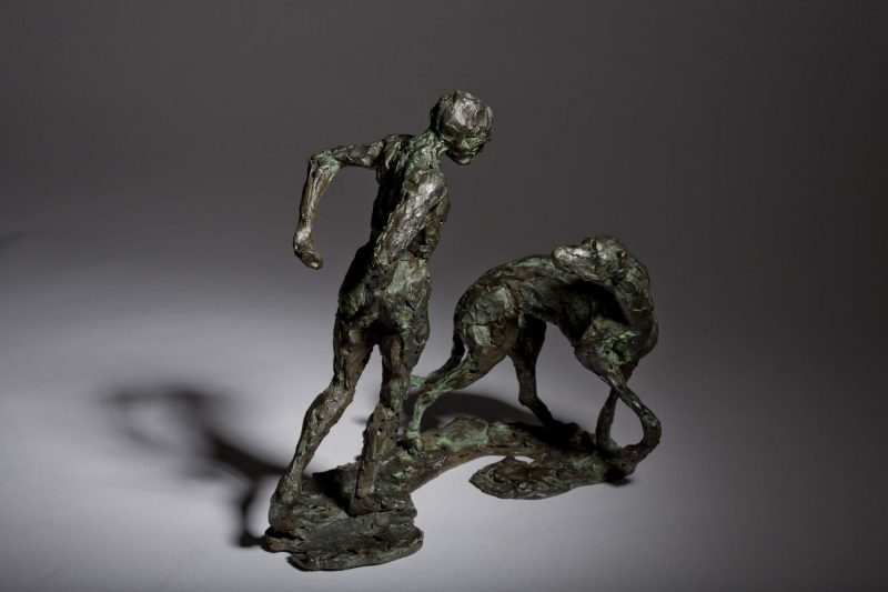 Sculpture - Bronze - Domestic Dog - Figurative - Man and Lurcher 5