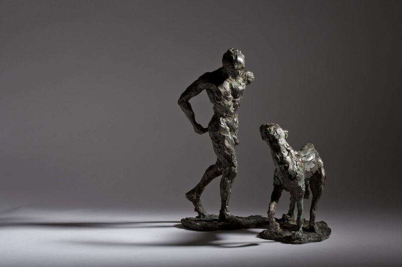 Sculpture - Bronze - Domestic Dog - Figurative - Man and Lurcher 7