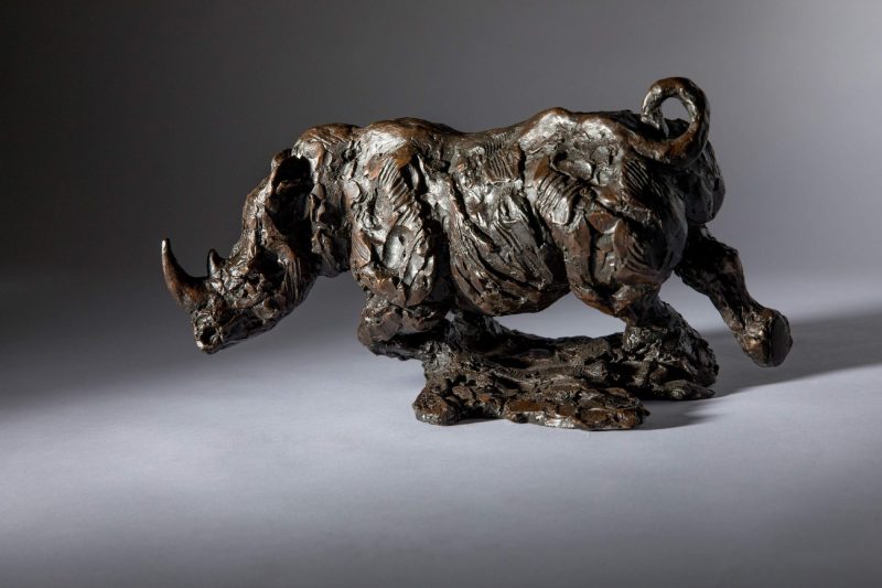 Sculpture - Bronze - Wildlife - Charging Rhino 8
