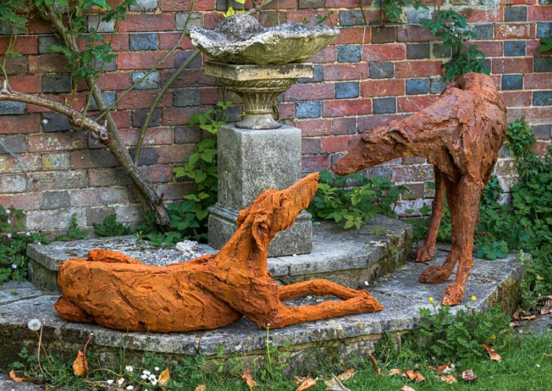 Sculpture Bronze Garden Sculpture Domestic Dog Lurcher